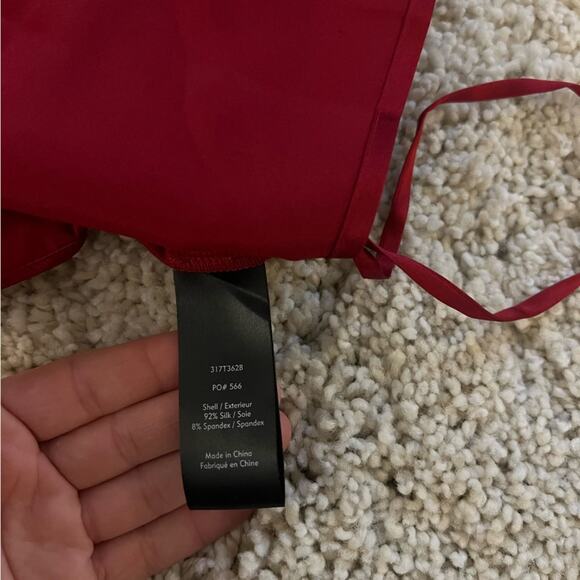 Elizabeth and James Ophelie Red Satin Silk Blouse - Picture 7 of 9